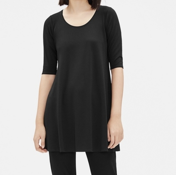 Eileen FISHER jersey tunic top dress xs petite pp black - Picture 4 of 15